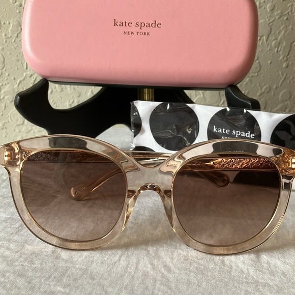 Kate Spade: Lillian Crystal Beige Sunglasses- Brown/Pink gradient- Case & Cloth main image 12